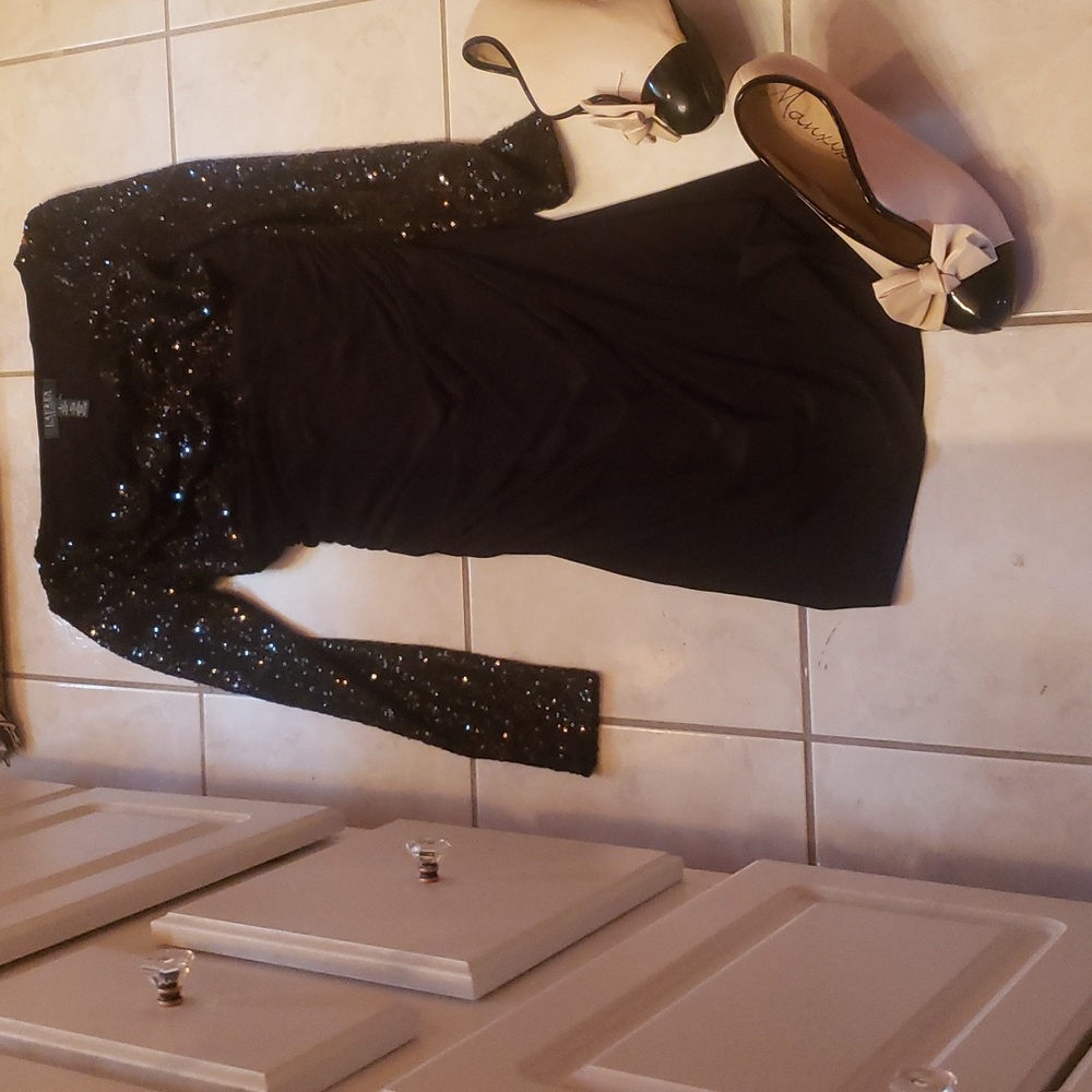 Lauren Ralph Lauren Black Sequin Midi Dress - Picture 2 of 7